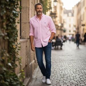 XL Ralph Lauren Light Pink Big Shirt Cotton Long Sleeve Button Down Shirt